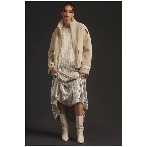 Tulle’a | Pleated Metallic Midi Skirt | NWT - Picture 9 of 11